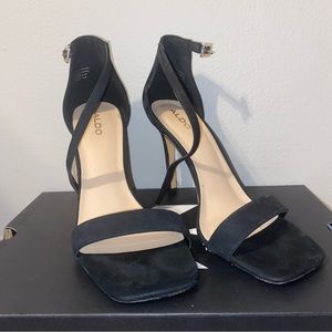 Black Suede Open toe heels